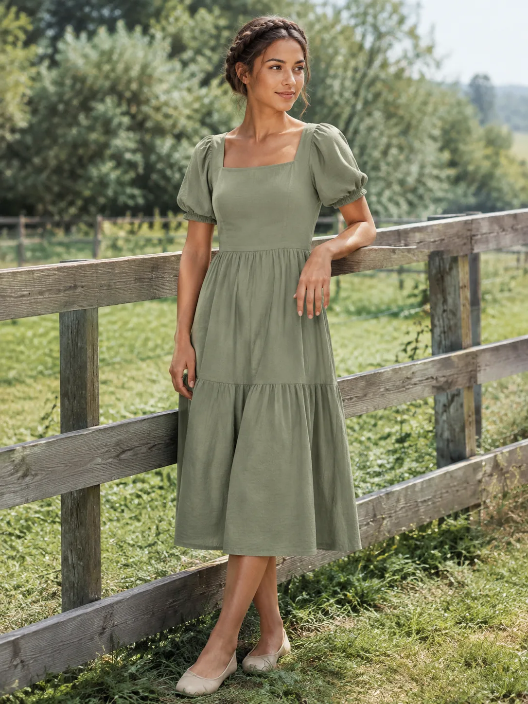 Adult guest in a sage dress