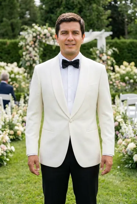 Ivory Dinner Jacket Groom Look