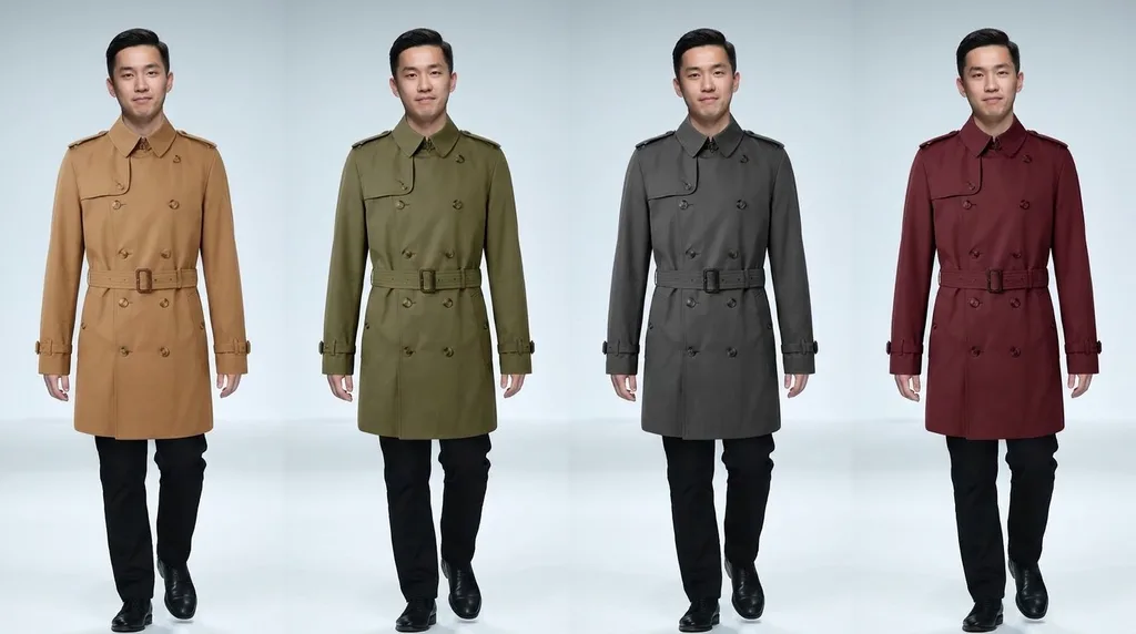 Double-Breasted Trench Coat 4-Color Palette Swap