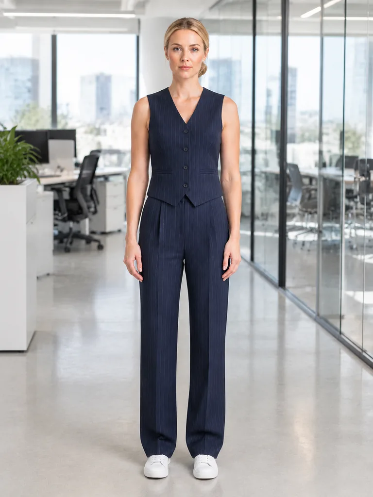 Pinstripe Vest & Trouser Office Set