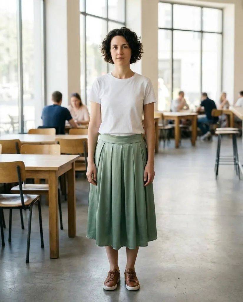 Pleated Midi Skirt Sage Green Recolor