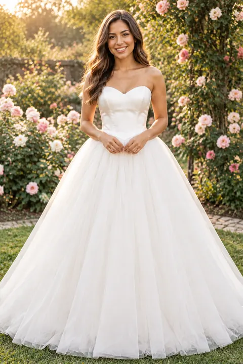 Tulle Ball Gown Garden Wedding