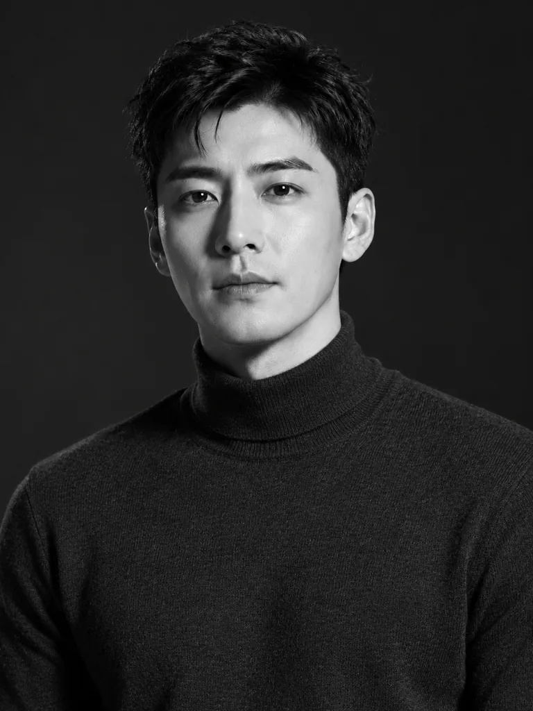 AI Black-and-White Studio Portrait in Turtleneck