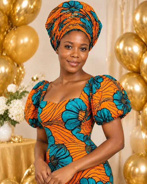 AI Gele 頭巾與 Ankara 生日洋裝