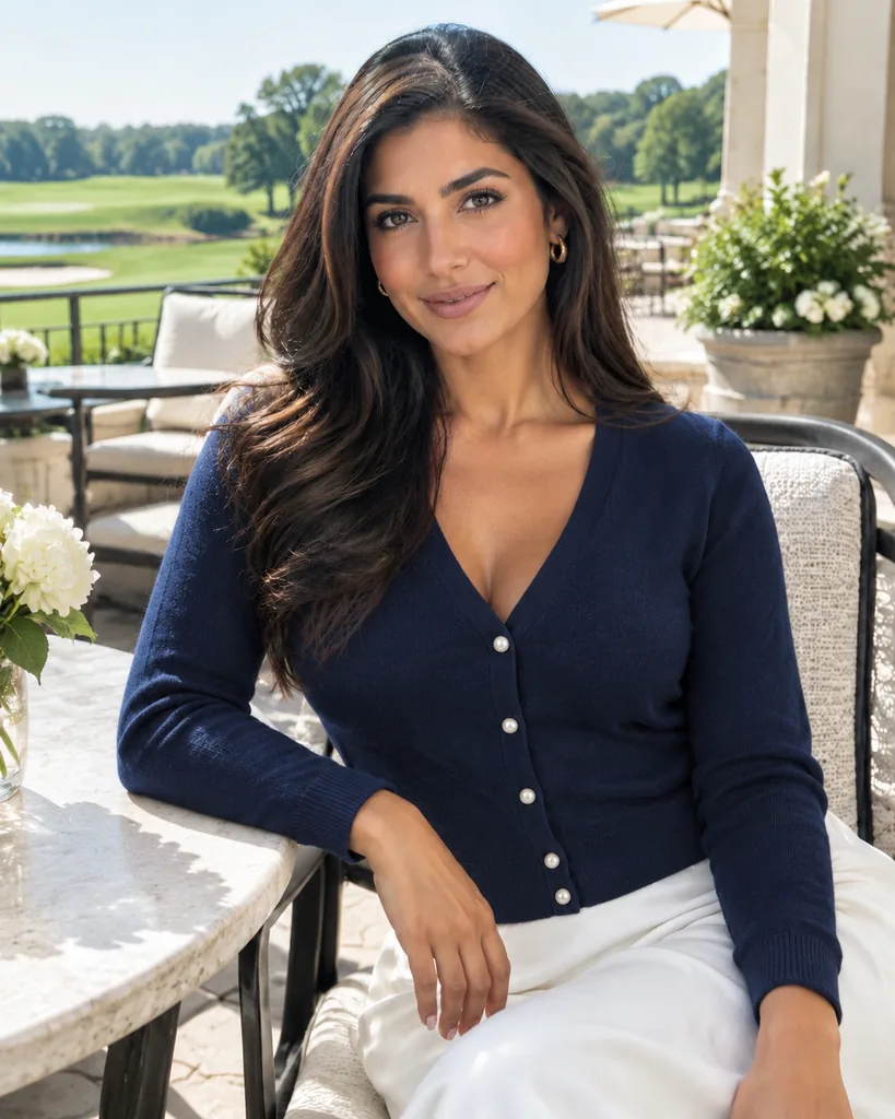 AI Old Money Women: Cardigan Recolor to Navy