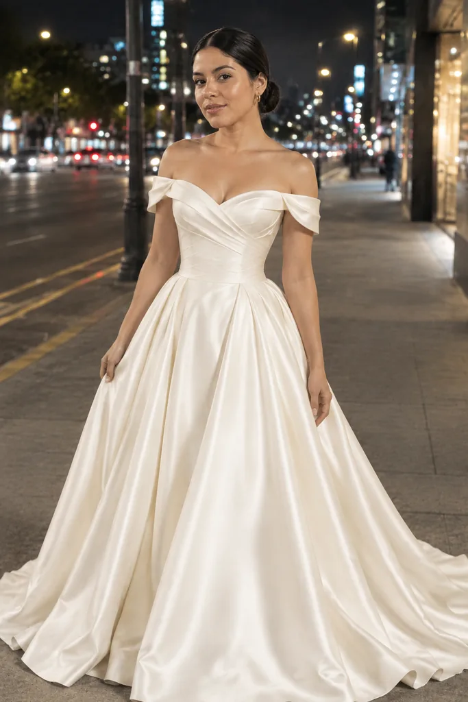 AI Pre-Wedding Photoshoot: City-Night Satin Gown
