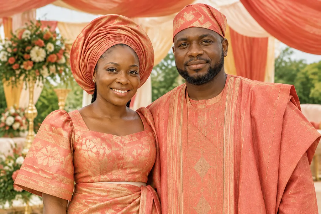 AI Yoruba Traditional Wedding: Aso-Oke Couple