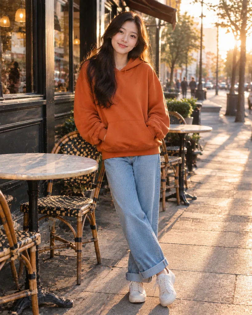 Burnt Orange Hoodie Street Date Look