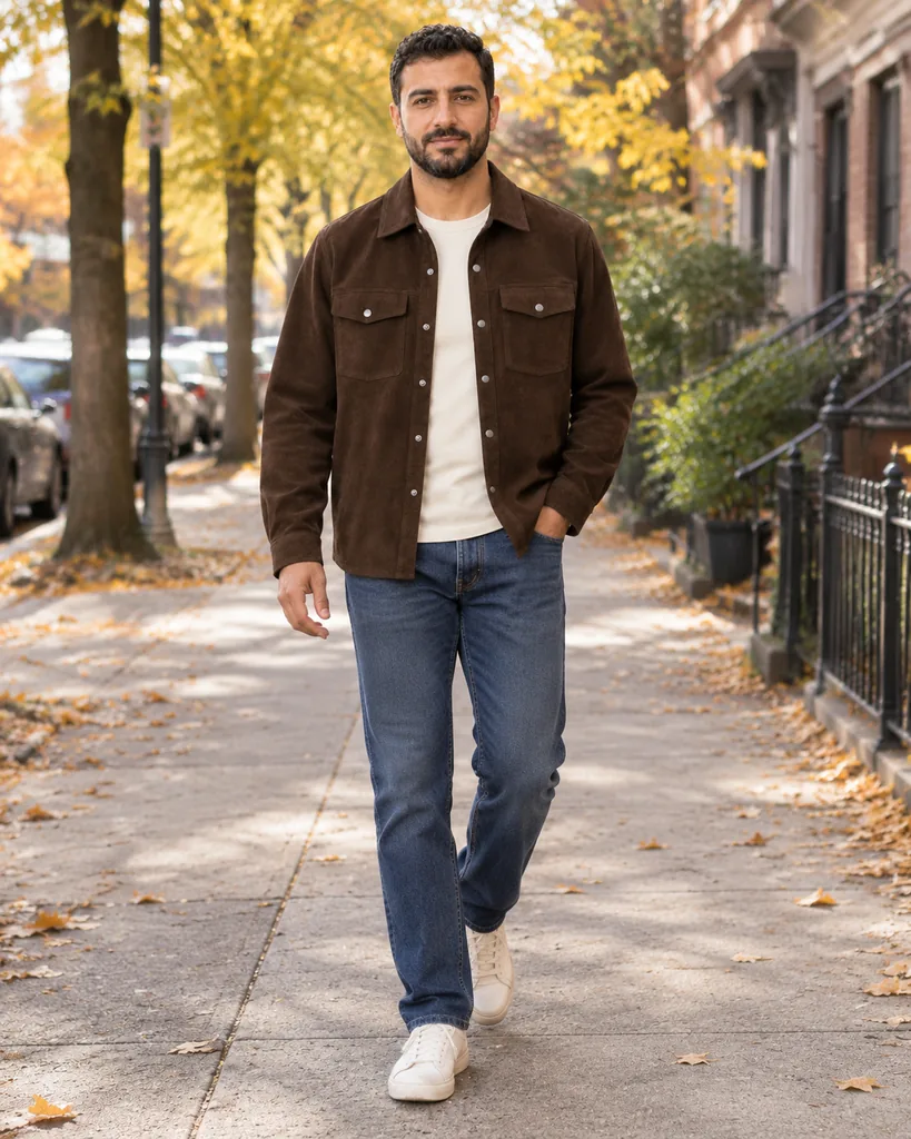 Chocolate Suede Overshirt Menswear