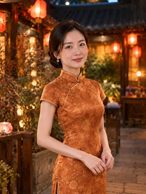 古銅織錦豐收旗袍