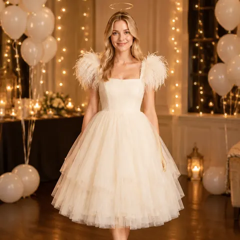 Cream Tulle Halloween Angel Dress