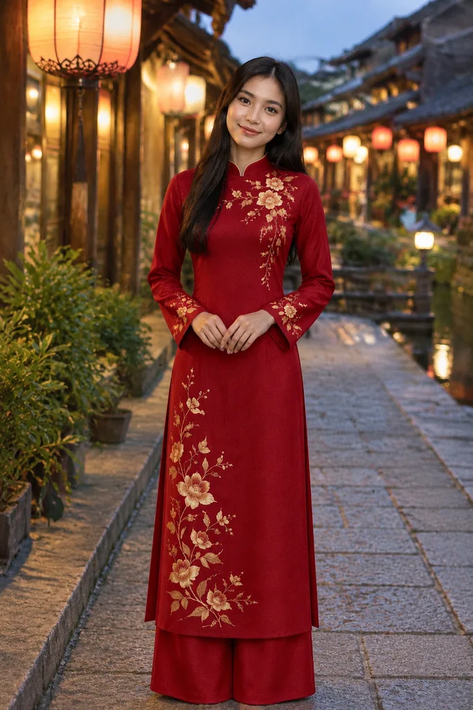 Crimson Ao Dai Festive Look