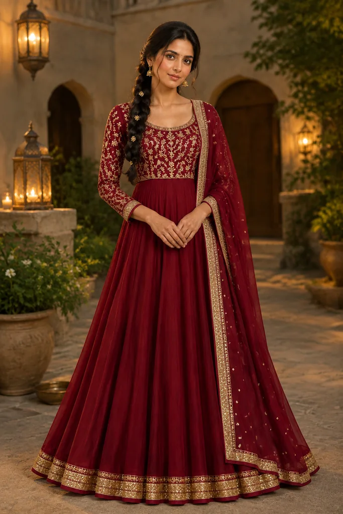 排燈節金色 Anarkali 節慶造型