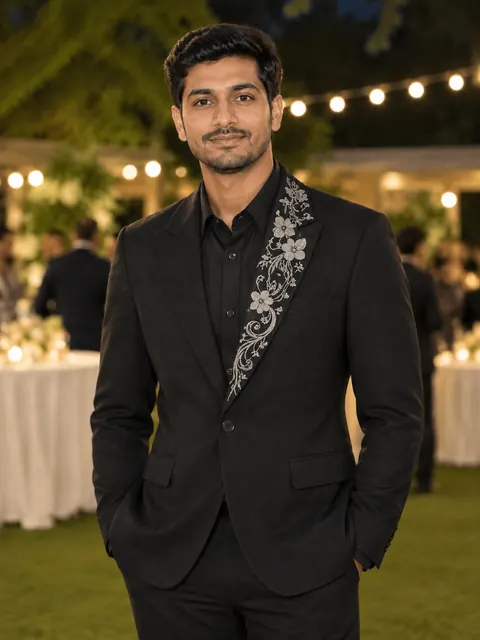 黑色刺繡晚宴西裝外套男裝
