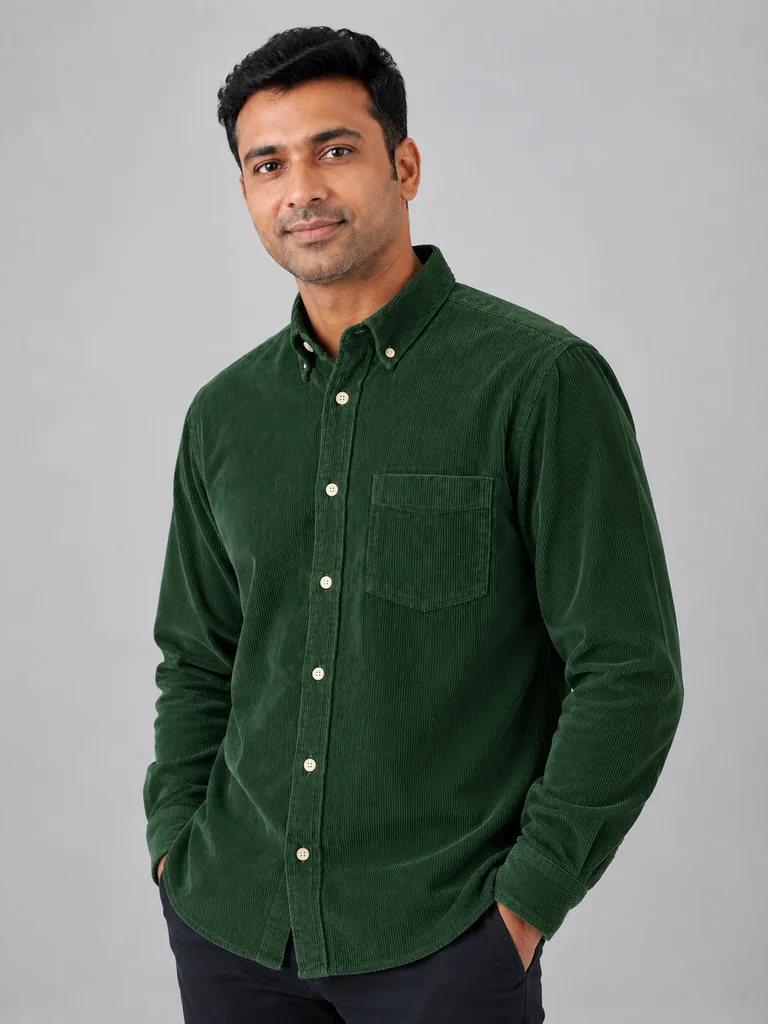 Forest Corduroy Three-Quarter Headshot