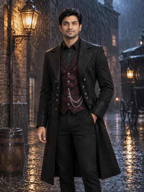 Gothic Brocade Waistcoat & Chain Suit