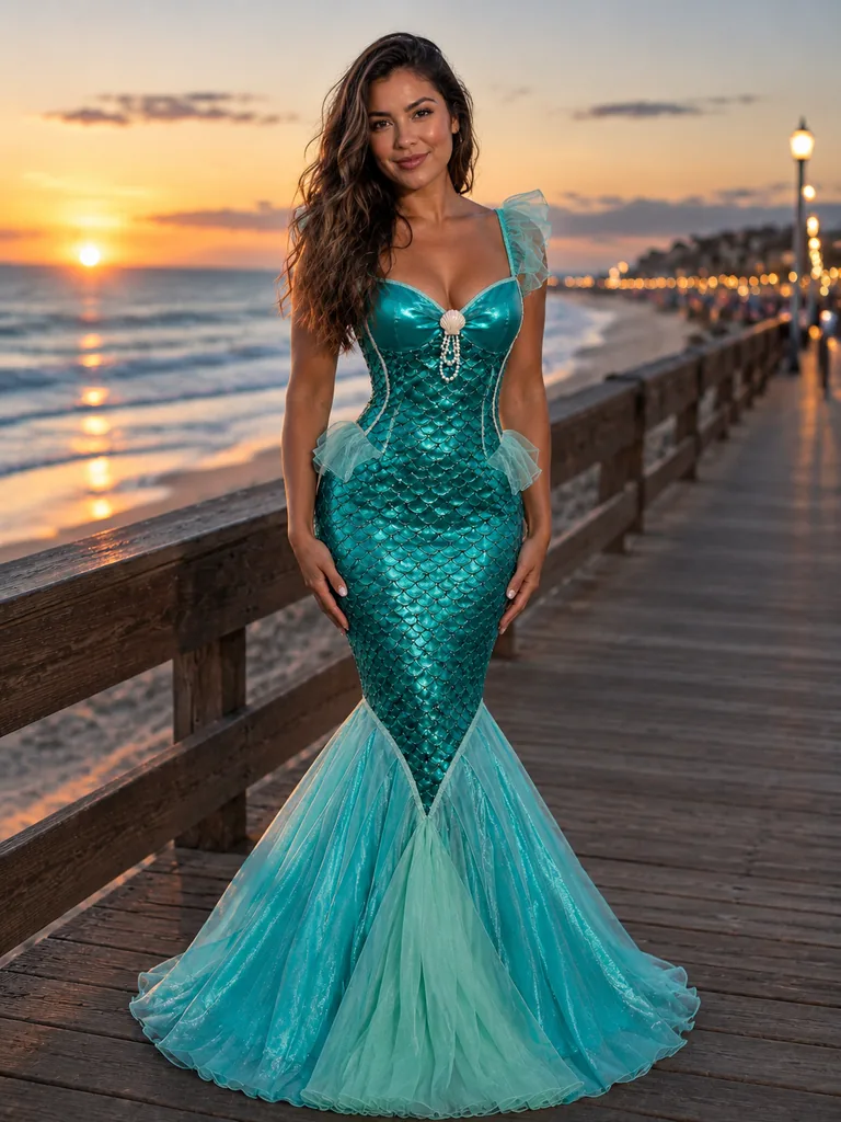Marine Mermaid Scale Gown Costume