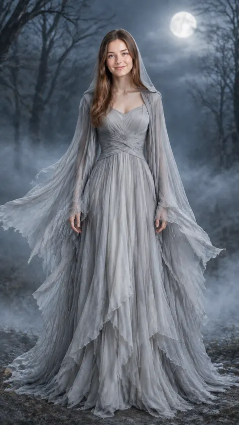 Misty Grey Tattered Chiffon Phantom Dress
