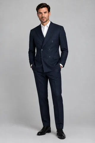 藏藍色雙排扣男西裝
