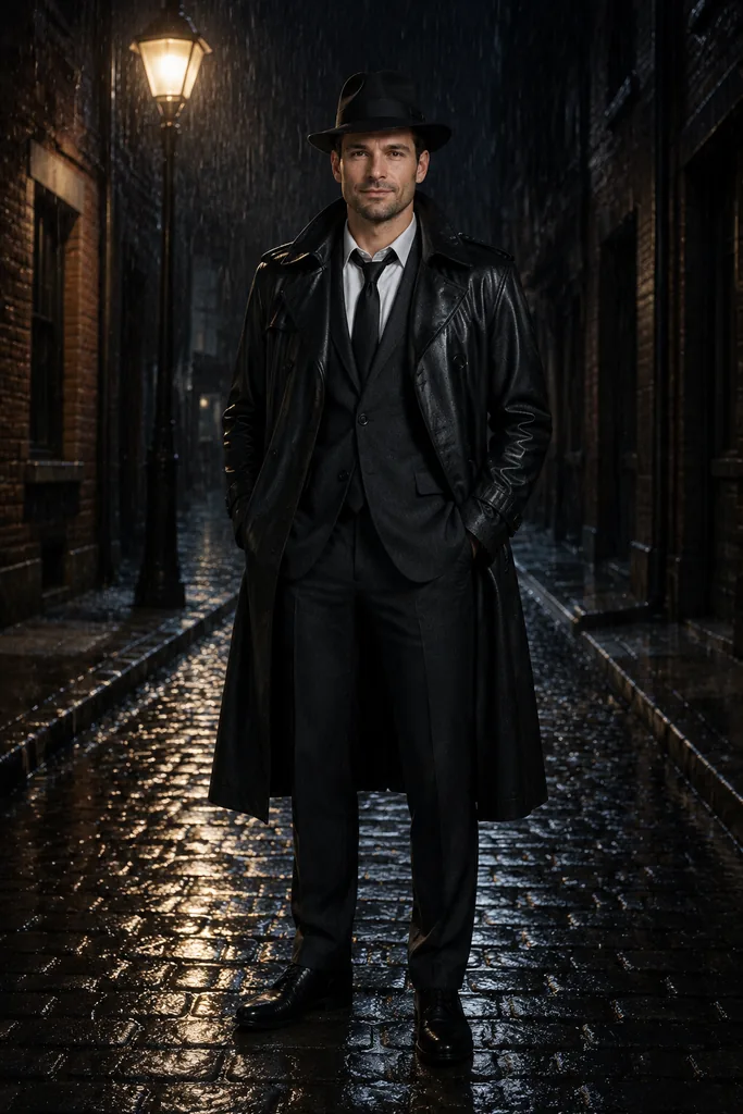 Noir Detective Wet Trench Costume