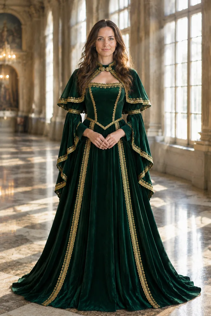 Renaissance Velvet Cape Gown