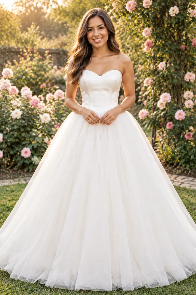 Tulle Ball Gown Garden Wedding
