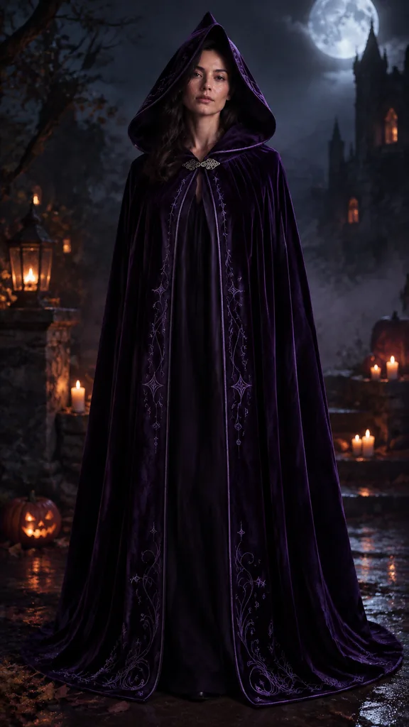 Witch Velvet Cloak Halloween Costume